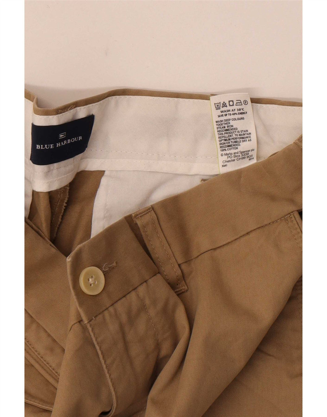 Pantaloni scurți chino pentru bărbați Marks & Spencer Blue Harbour W32, bumbac mediu bej