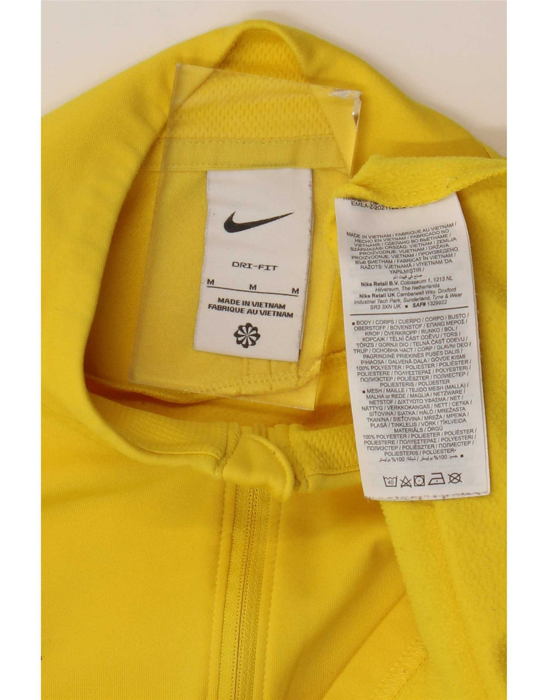 Top de trening pentru bărbați Dri Fit, cu fermoar și gât, color block, galben mediu