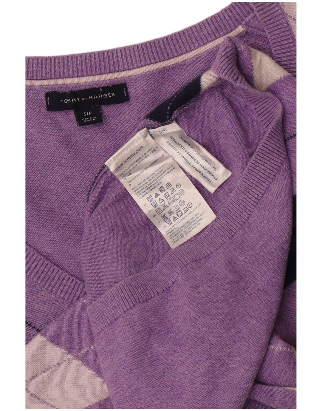 TOMMY HILFIGER Pulover cu decolteu în V pentru femei UK 10 Mic violet
