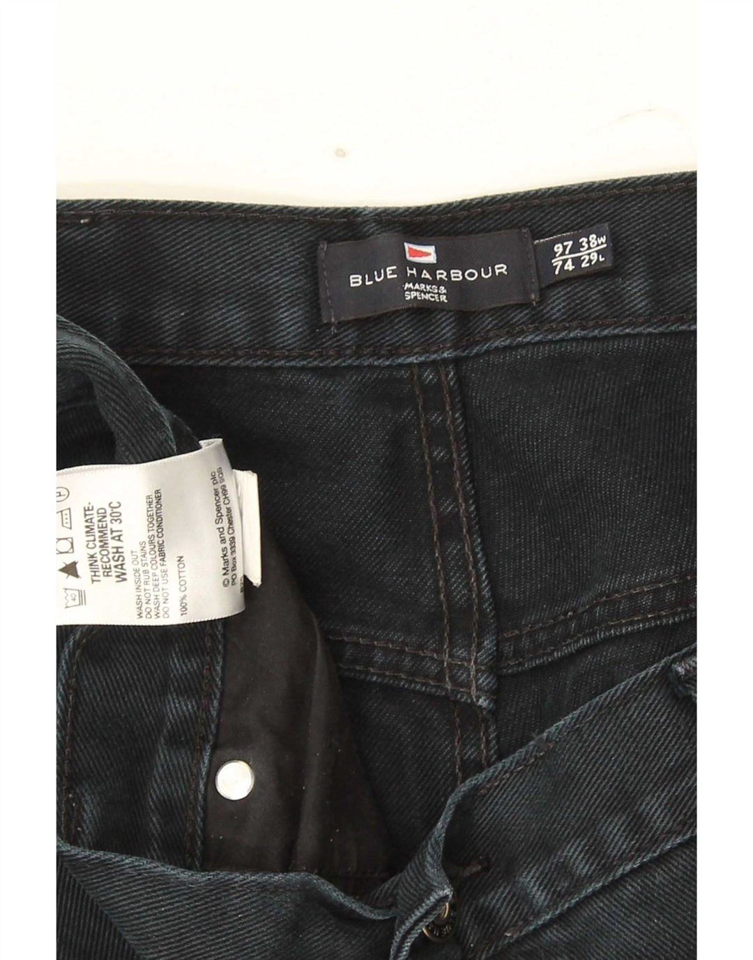 Blugi drepți pentru bărbați Marks & Spencer Blue Harbour W38 L29 bumbac negru