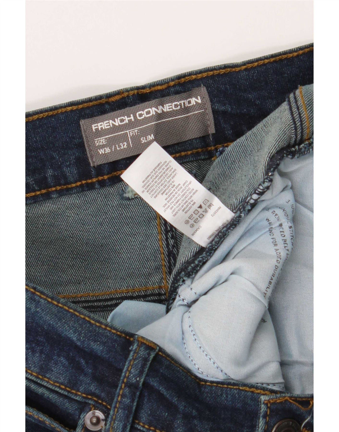 Blugi slim pentru bărbați French Connection L36 L32 Bumbac bleumarin