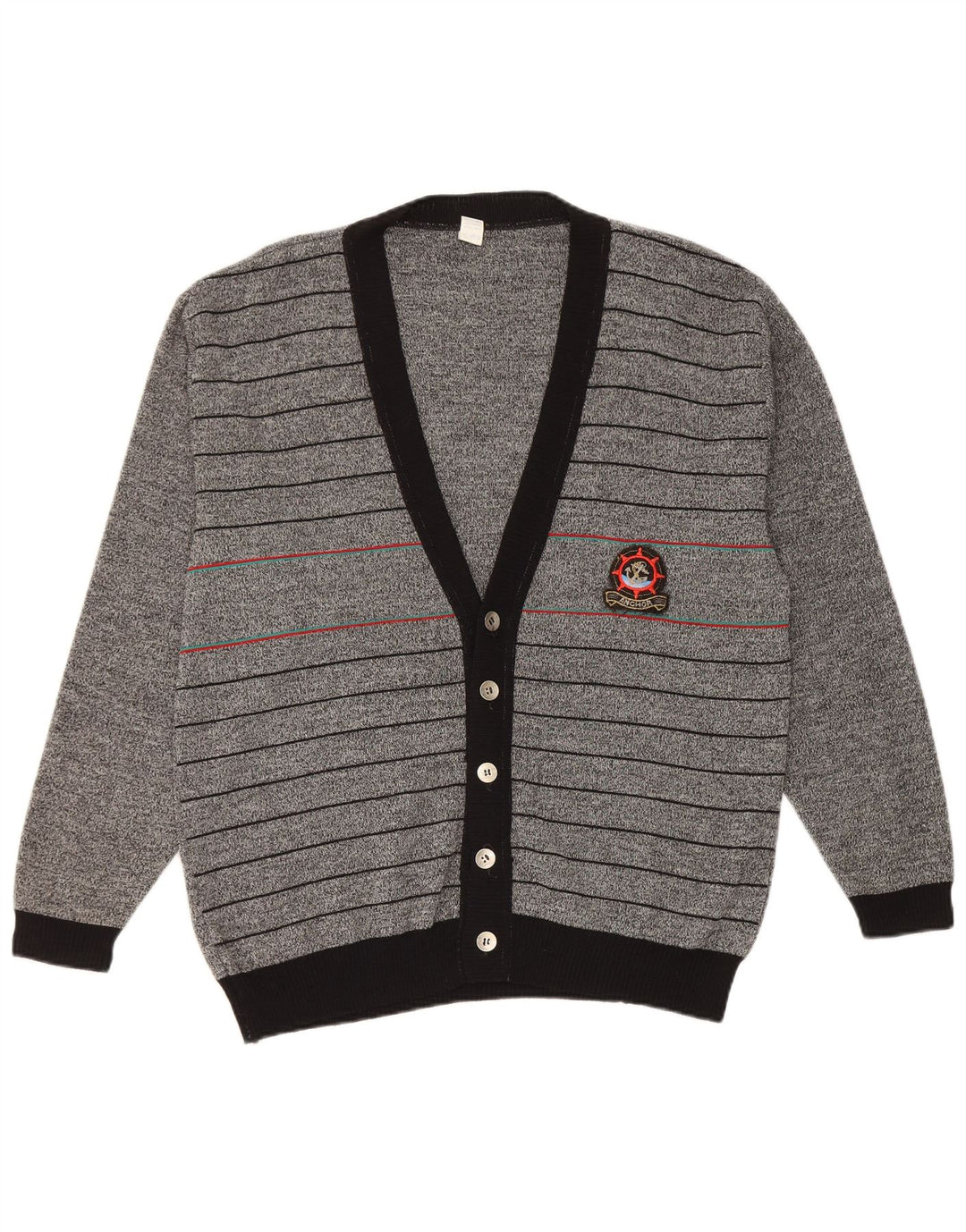 Pulover Cardigan Vintage pentru bărbați IT 50 Medium Gri cu dungi