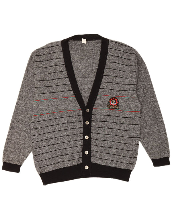 Pulover Cardigan Vintage pentru bărbați IT 50 Medium Gri cu dungi