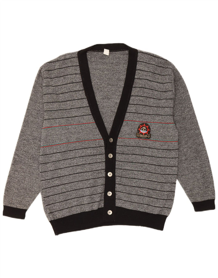 Pulover Cardigan Vintage pentru bărbați IT 50 Medium Gri cu dungi