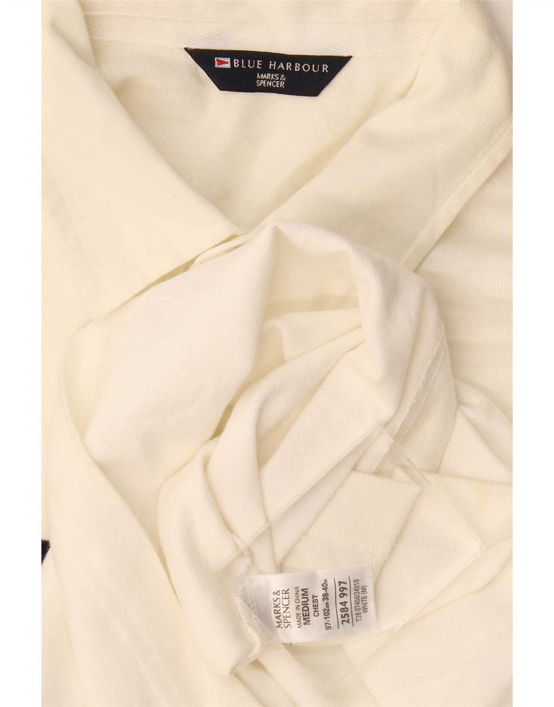 Cămașă polo pentru bărbați Marks & Spencer Blue Harbour, mediu cu dungi alb