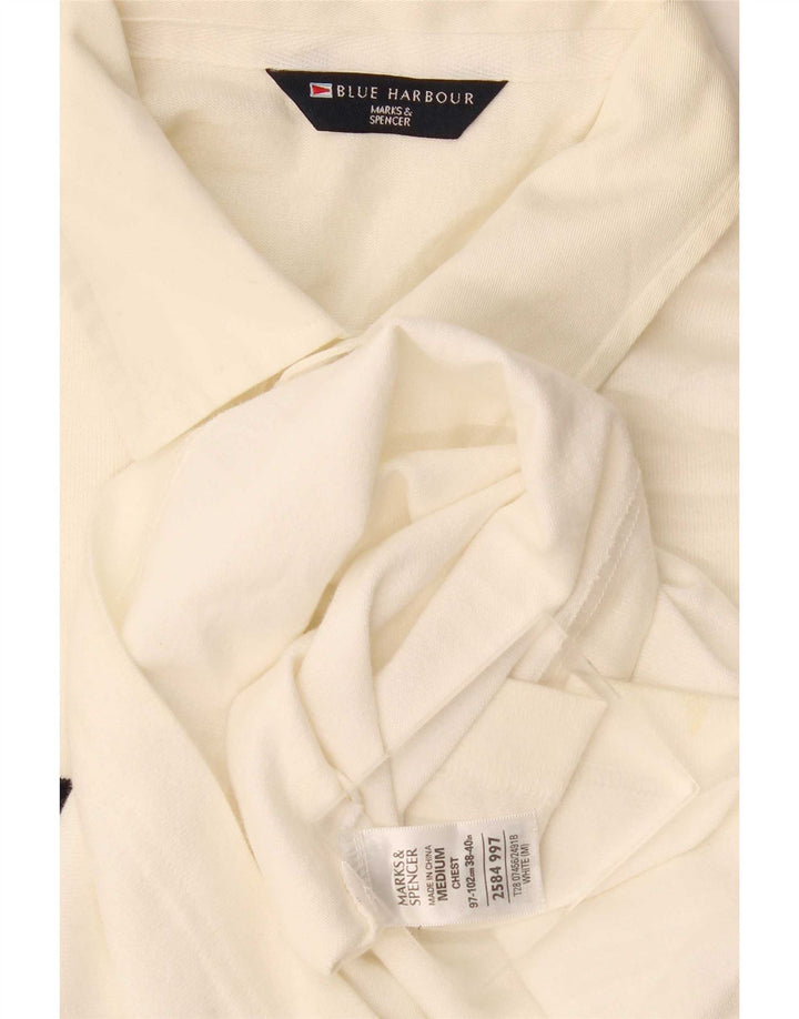 Cămașă polo pentru bărbați Marks & Spencer Blue Harbour, mediu cu dungi alb