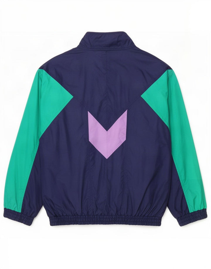 Jachetă de trening pentru bărbați vintage, mare, albastru bleumarin, poliamidă color bloc