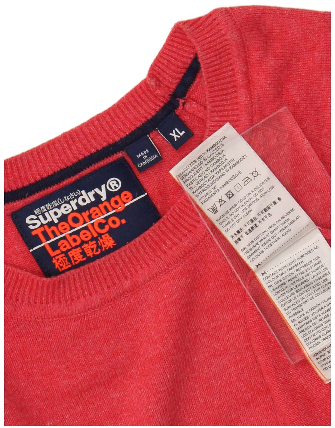 Pulover pentru bărbați SUPERDRY cu gât roșu, bumbac XL