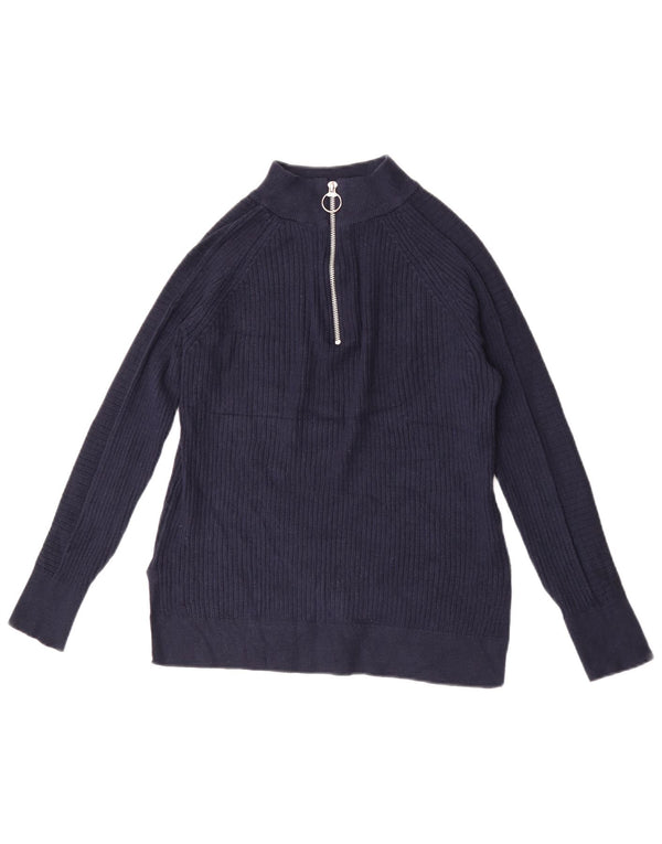 Pulover pentru femei Marks & Spencer, cu fermoar, cu gât, UK 10 Mic, bleumarin