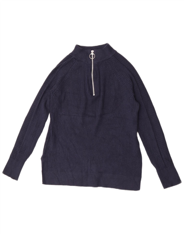 Pulover pentru femei Marks & Spencer, cu fermoar, cu gât, UK 10 Mic, bleumarin