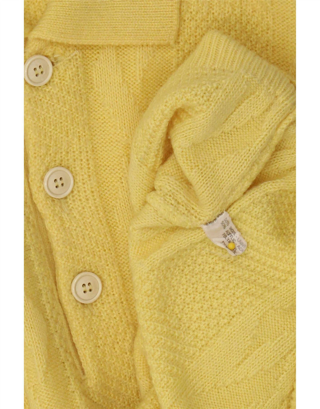 Pulover vintage pentru bărbați cu gât polo, lână mare, galbenă