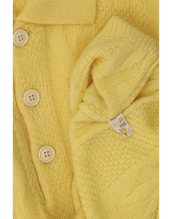 Pulover vintage pentru bărbați cu gât polo, lână mare, galbenă
