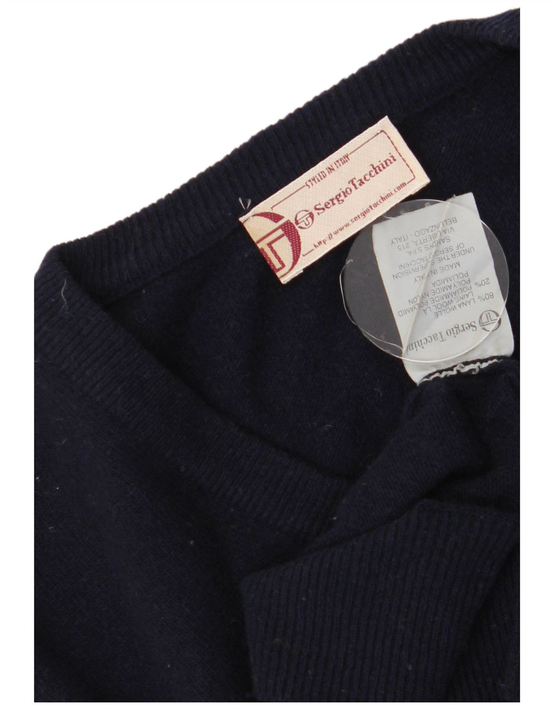 Sergio Tacchini Pulover cu decolteu în V pentru bărbați 2XL Lână bleumarin