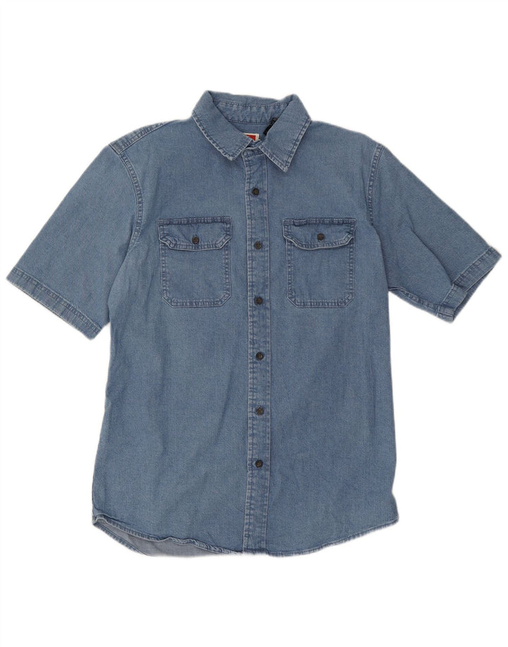 Cămașă din denim Wrangler pentru bărbați, bumbac albastru mediu