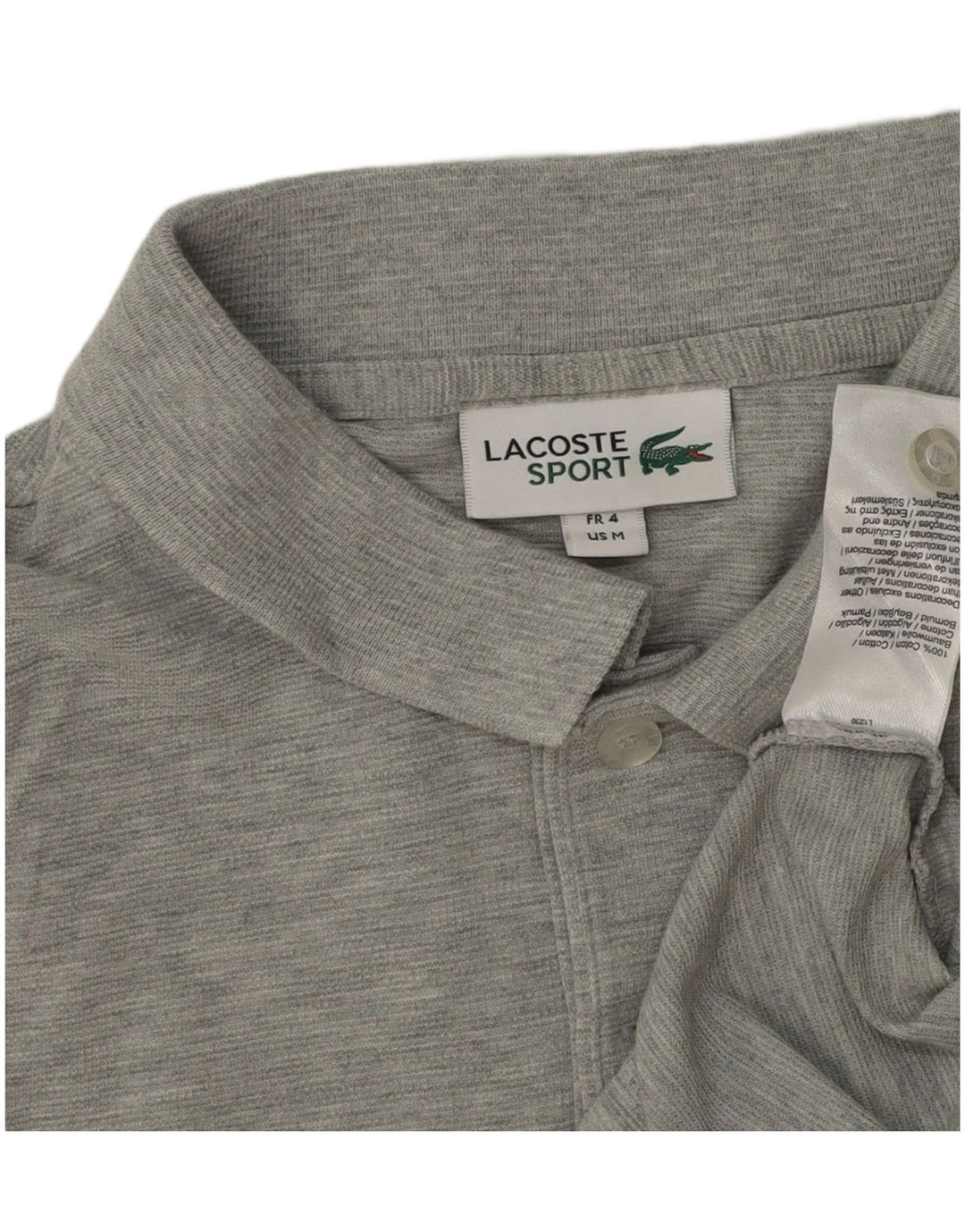 Tricou polo Lacoste pentru bărbați mărimea 4, bumbac cu pete gri mediu