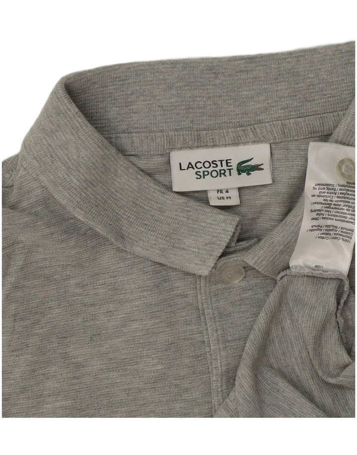 Tricou polo Lacoste pentru bărbați mărimea 4, bumbac cu pete gri mediu