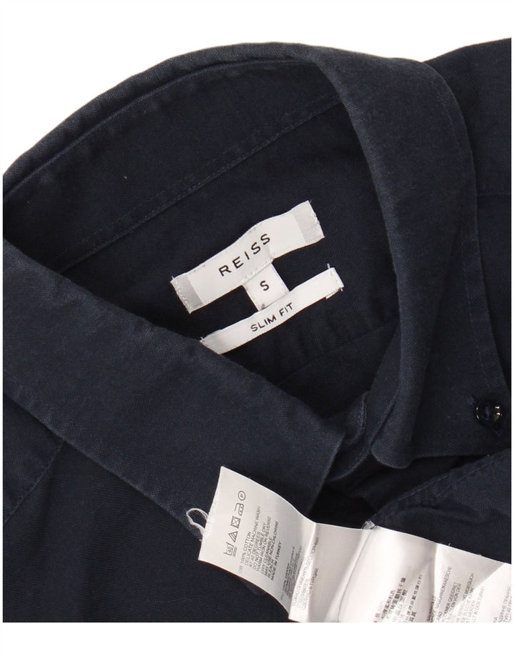 Cămașă pentru bărbați REISS Slim Fit Bumbac bleumarin mic