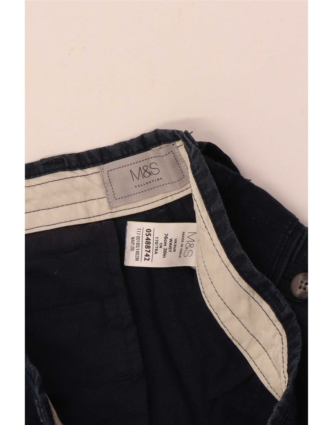 Pantaloni scurți chino pentru bărbați Marks & Spencer W30, in albastru marin mediu
