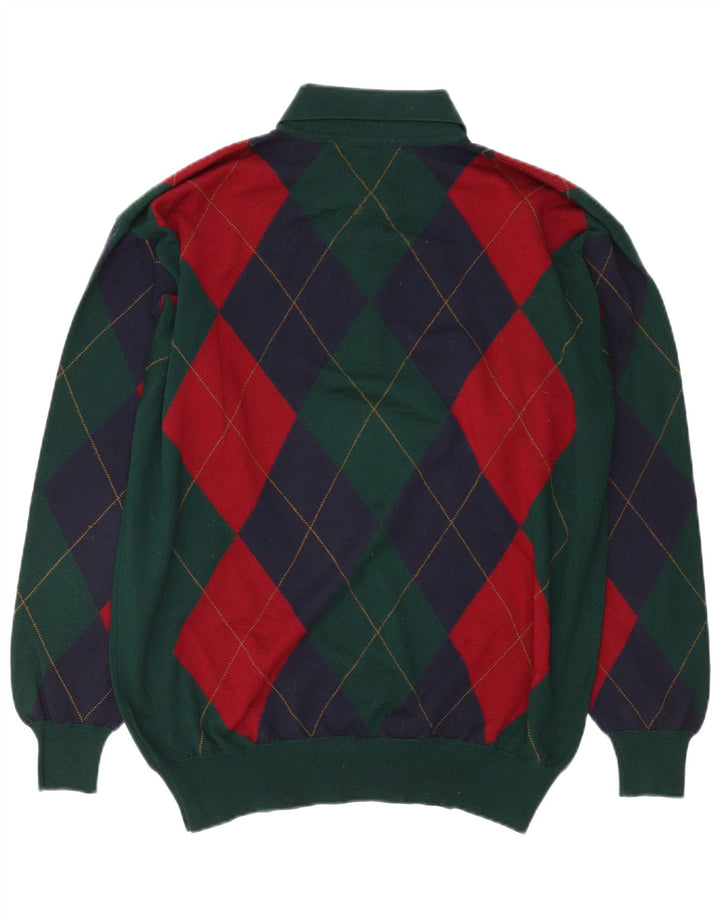 Pulover pentru bărbați Sky & Eagle, cu gât polo, mare, verde Argyle/Diamond