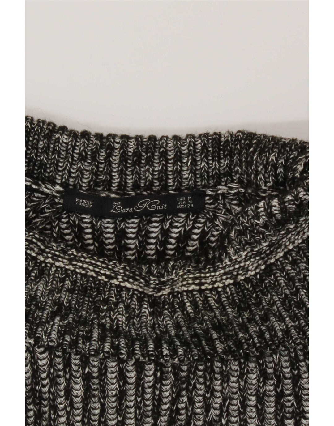 Pulover pentru femei Zara cu paragate cu gât rulat, UK 14 Medium Gri Pete