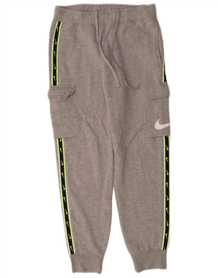 Pantaloni de trening cargo grafic NIKE pentru bărbați, bumbac color bloc, gri mediu