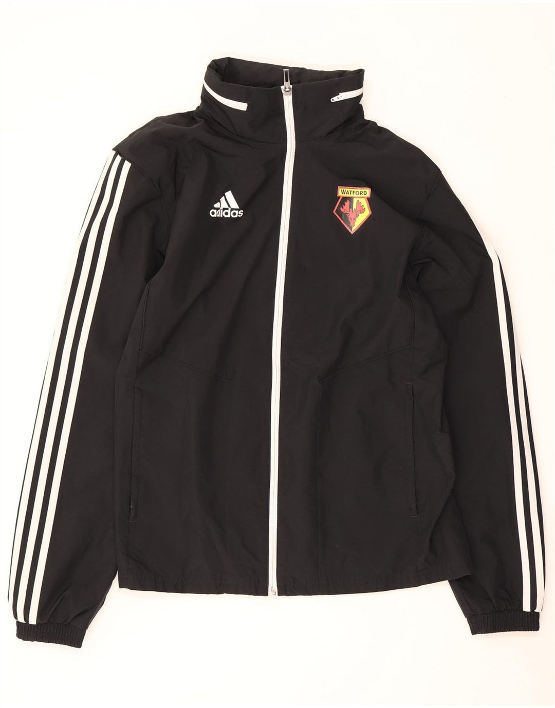 Jachetă de trening cu glugă Adidas Watford pentru bărbați, poliester negru mic