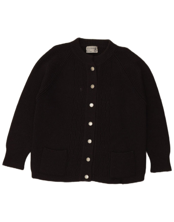 Pulover cardigan pentru femei VINTAGE UK 16 mare, negru, lână nouă