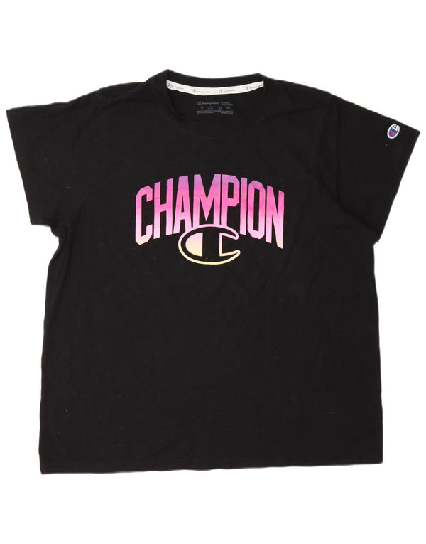 Tricou cu grafic Champion pentru femei Top UK 18 XL Bumbac negru