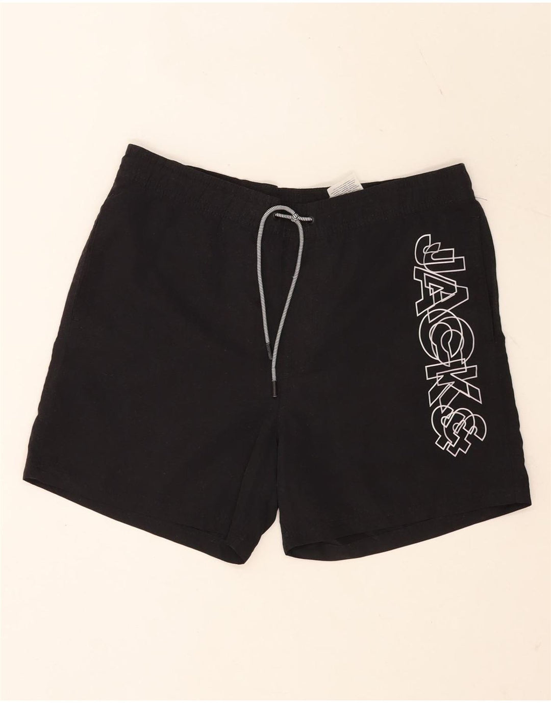 Pantaloni scurți de înot cu grafică Jack & Jones pentru bărbați, poliester mediu negru