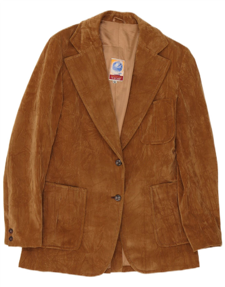 Blazer Vintage pentru femei cu 2 nasturi din piele intoarsa EU 38 Maro Mediu