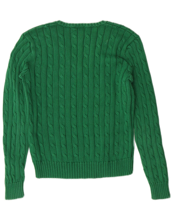 Polo Ralph Lauren Womens V-Neck Jumper Sweater UK 12 Medium Green Classic
