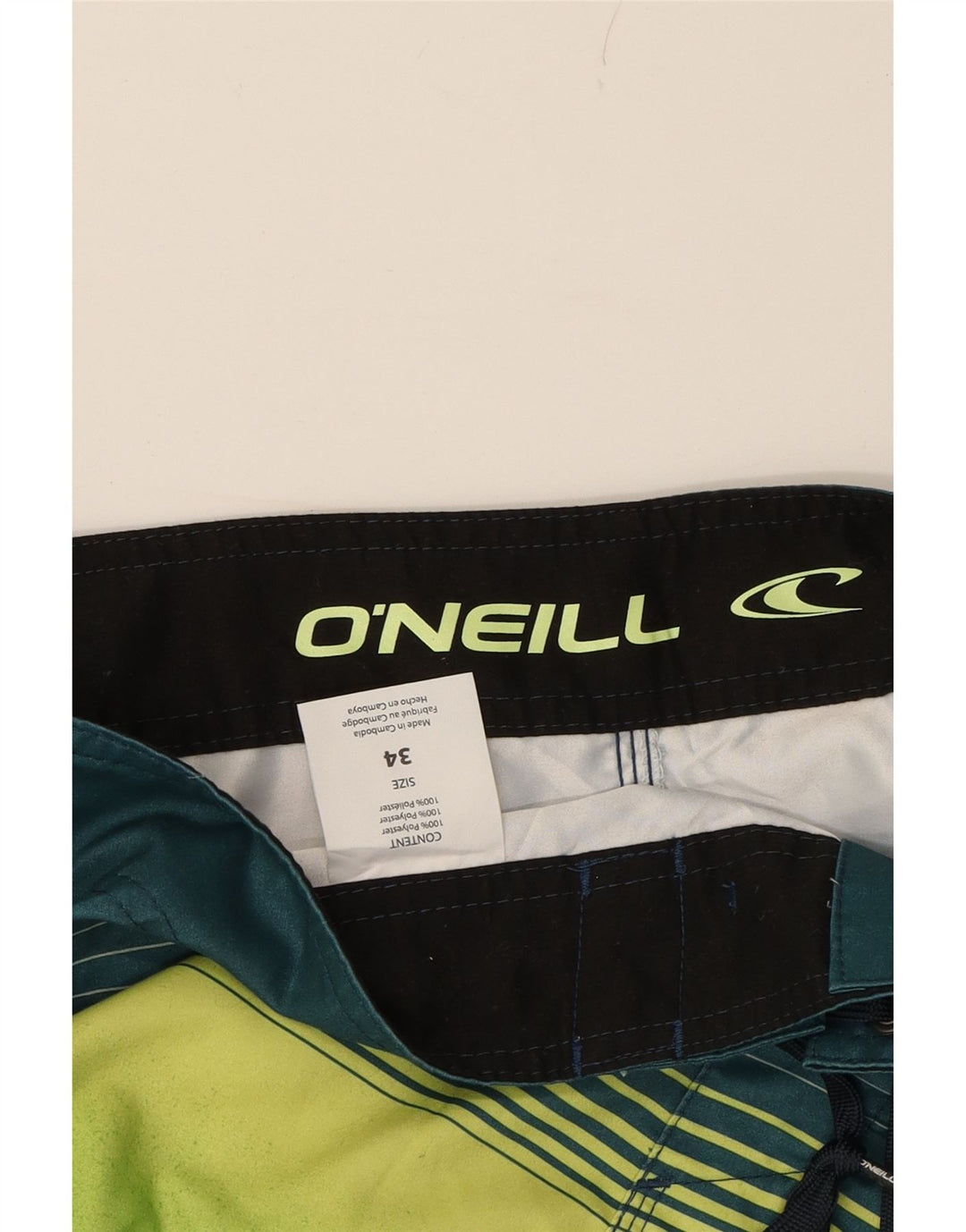 O'NEILL Mens Swimming Shorts Large  Multicoloured Striped Polyester Vintage O'Neill and Second-Hand O'Neill from Messina Hembry 