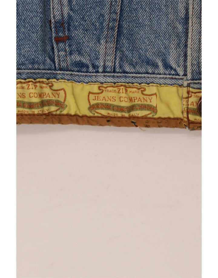 Jachetă de blugi vintage pentru bărbați UK 14 Medium Blue Floral