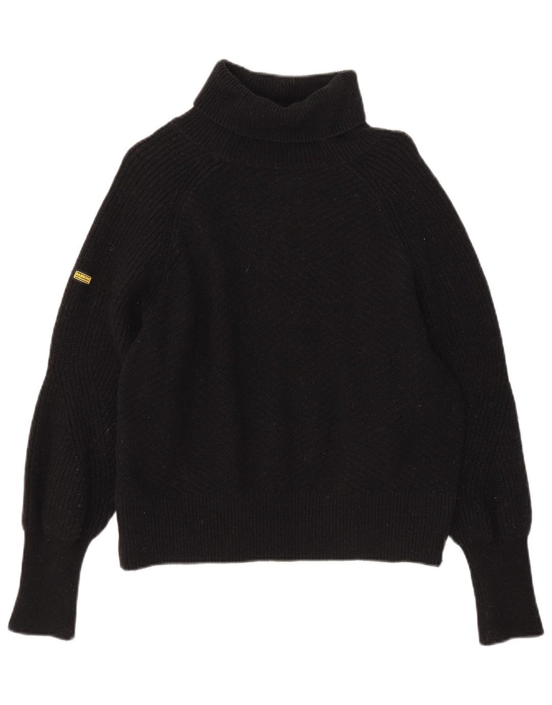 Pulover Barbour pentru femei, supradimensionat, cu gât rulat, din bumbac mic, negru, UK 10