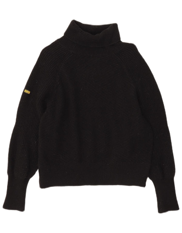 Pulover Barbour pentru femei, supradimensionat, cu gât rulat, din bumbac mic, negru, UK 10