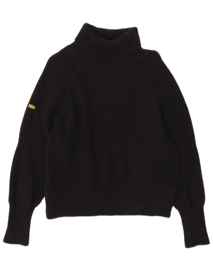 Pulover Barbour pentru femei, supradimensionat, cu gât rulat, din bumbac mic, negru, UK 10