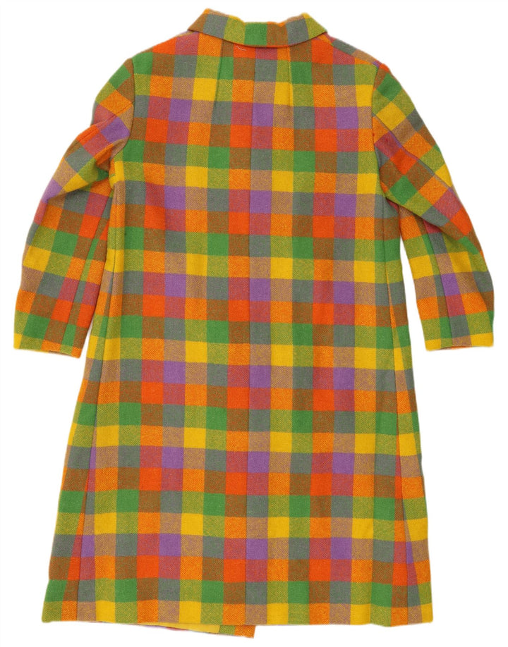 Palton de damă vintage cu piept dublu UK 14 Medium Multicolor Gingham