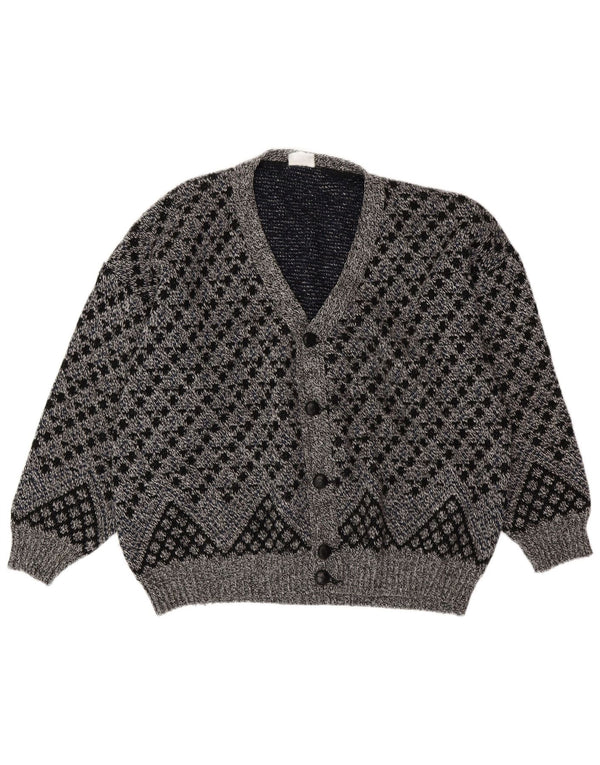Pulover cardigan pentru bărbați VINTAGE XL Lână geometrică gri