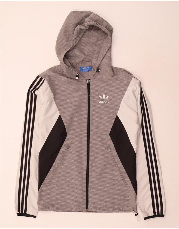 Jachetă de ploaie cu glugă Adidas pentru bărbați UK 34 XS Gri poliester color bloc