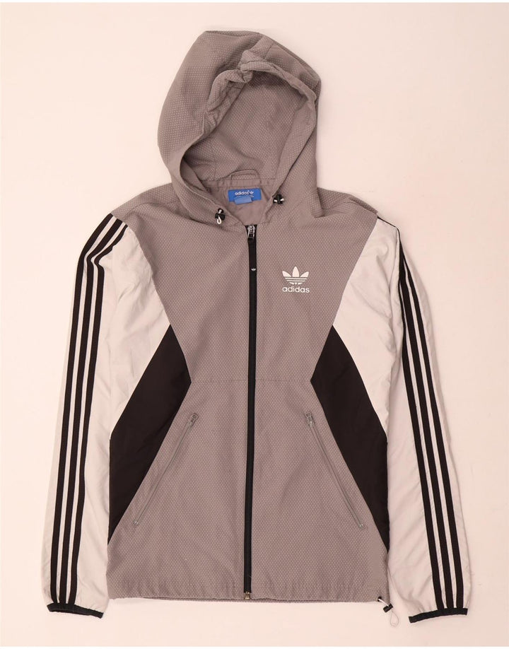 Jachetă de ploaie cu glugă Adidas pentru bărbați UK 34 XS Gri poliester color bloc