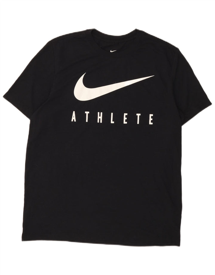 Tricou grafic NIKE Dri Fit pentru bărbați Top mare din bumbac negru