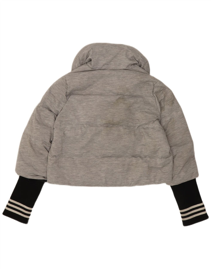 Jachetă pentru femei Adidas Crop căptușită UK 14 Gri mediu Poliamidă color bloc