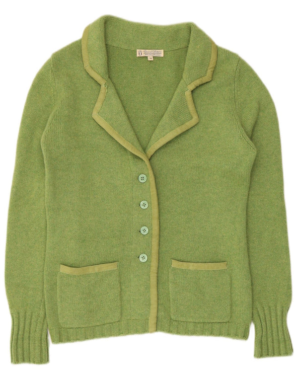 Pulover Cardigan Vintage pentru Damă UK 12 Cașmir verde mediu