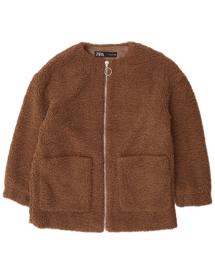 Jachetă pentru femei Zara Teddy Bear oversized fleece UK 6 XS Maro Poliester