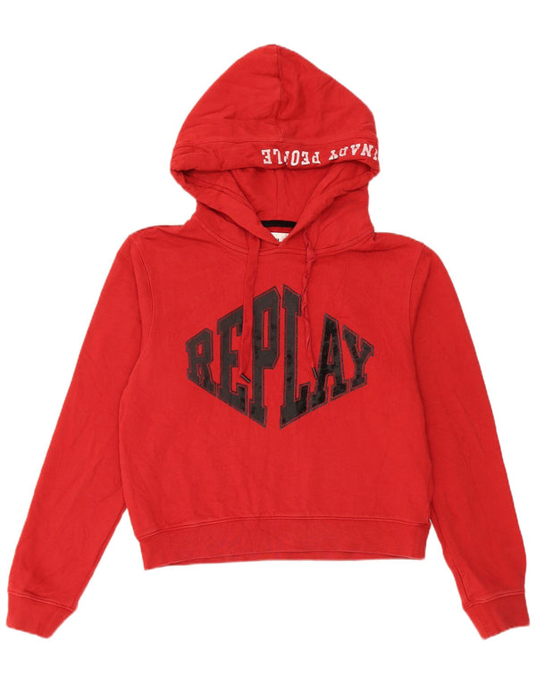 Jumper Replay pentru damă, cu grafic crop, bumbac roșu mediu UK 14