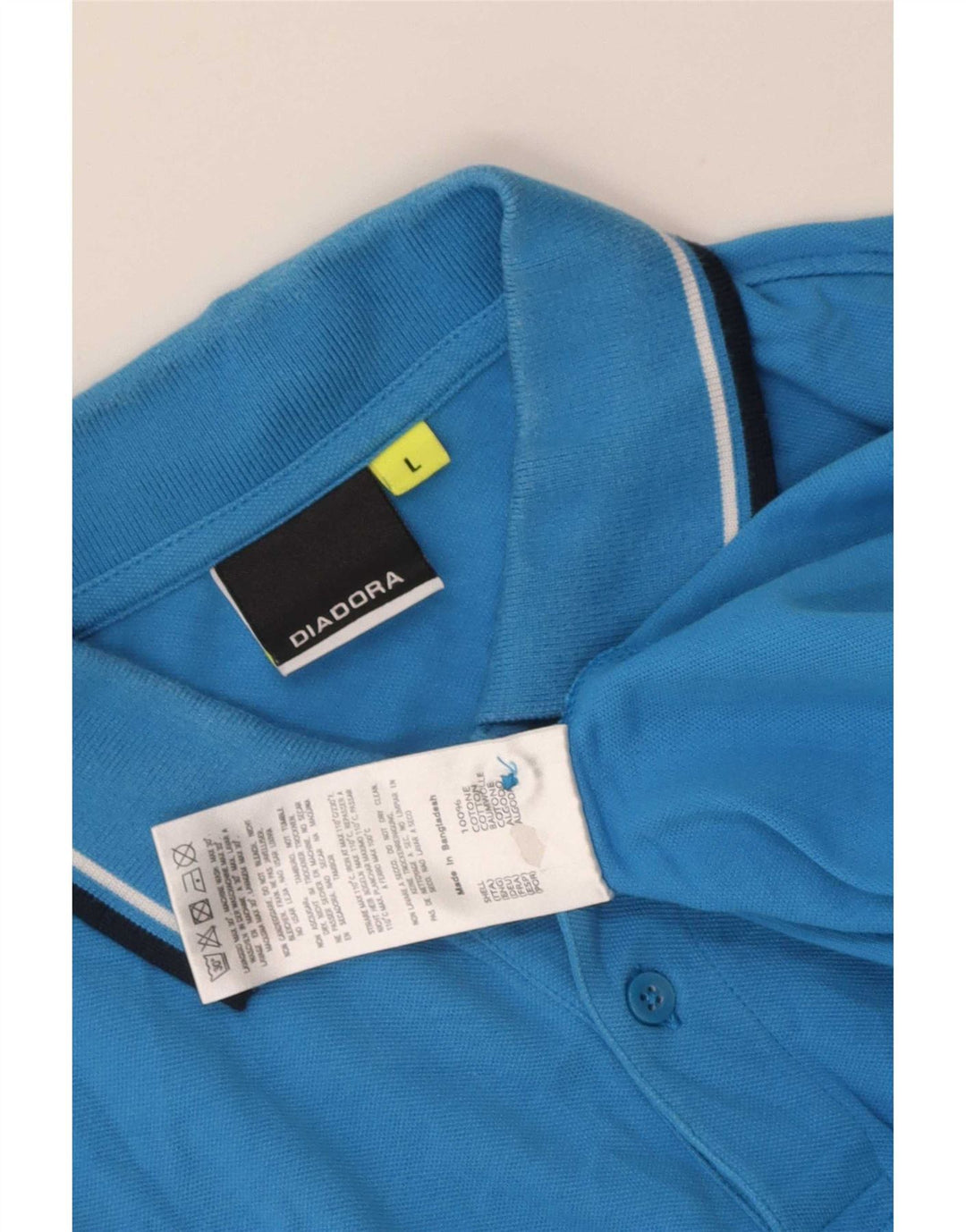 Tricou polo pentru bărbați Diadora, bumbac cu dungi albastre mari
