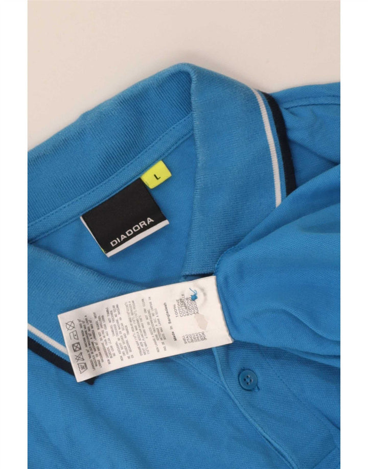 Tricou polo pentru bărbați Diadora, bumbac cu dungi albastre mari