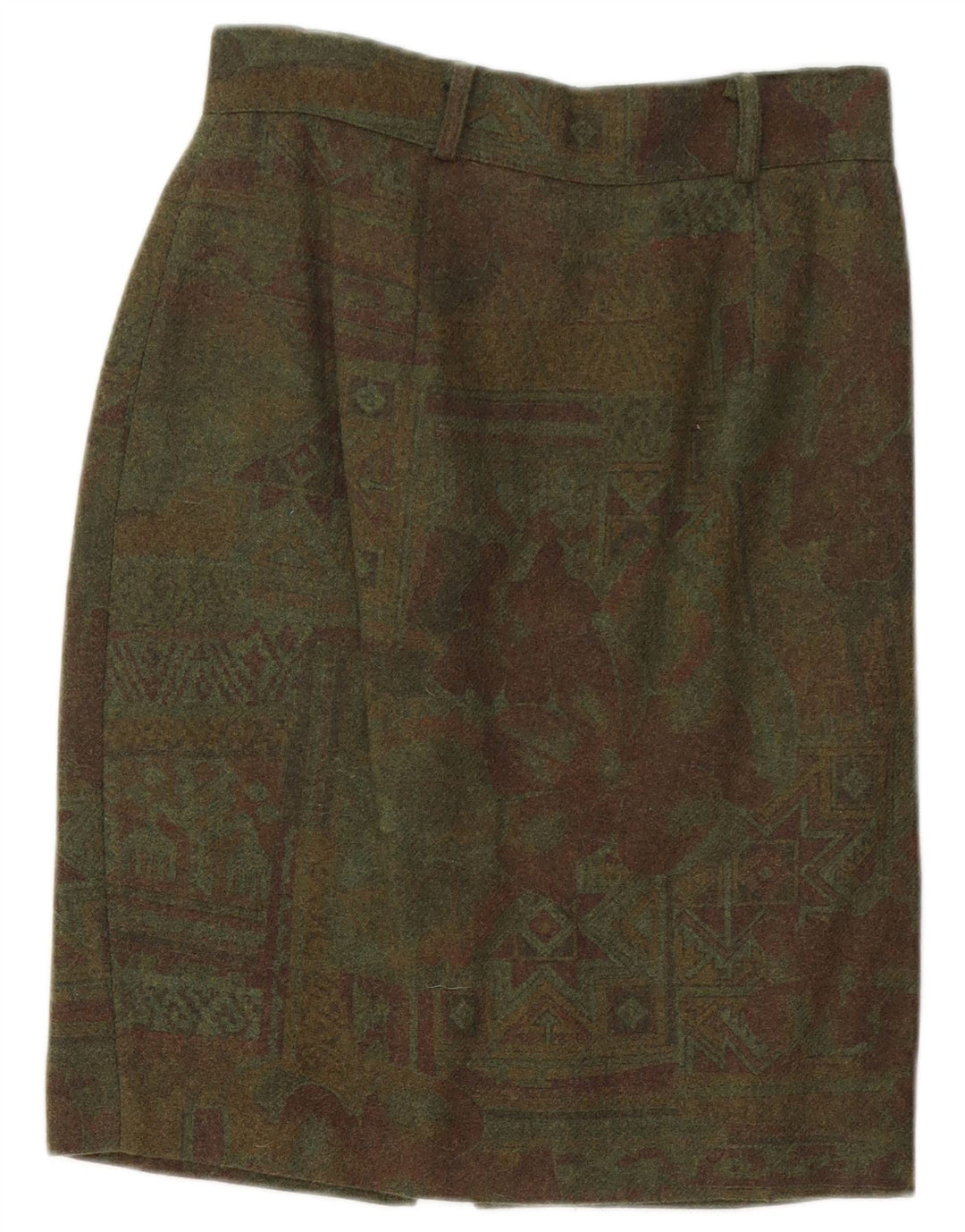Fusta creion vintage pentru femei W26, verde, geometrică