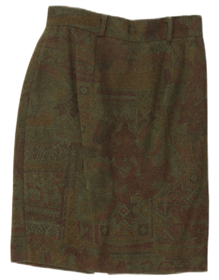 Fusta creion vintage pentru femei W26, verde, geometrică