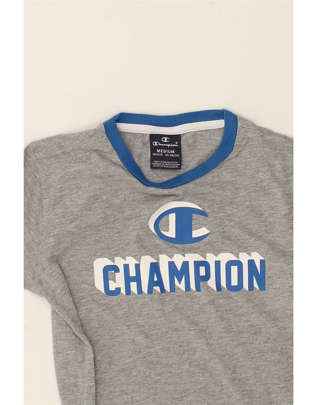 CHAMPION Boys Graphic T-Shirt Top 9-10 Years Medium Grey | Vintage Champion | Thrift | Second-Hand Champion | Used Clothing | Messina Hembry 